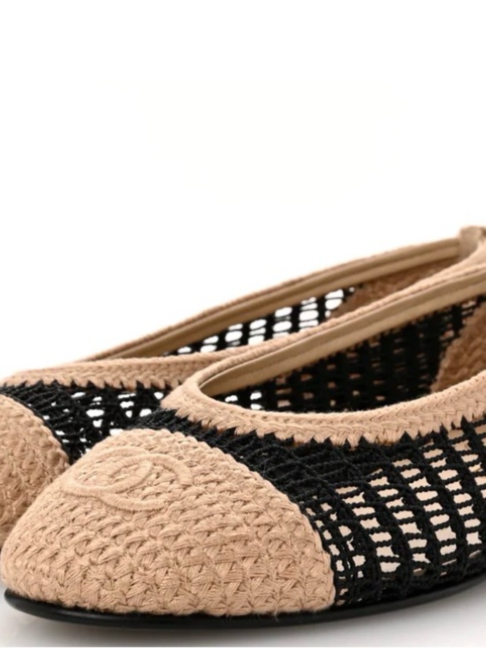 CHANEL NEW Raffia Cap Toe Ballerina Flat - Picture 2 of 7